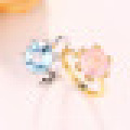 3.40CT 6 Prong definir Natural quartzo rosa azul topázio Forever anéis 925 prata esterlina para mulheres nupcial Fine Jewelry